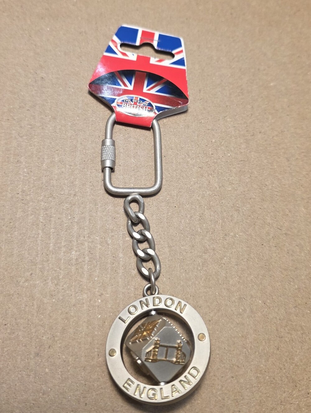 BNWT London England Silver-Tone Souvenir Keychain Rotating Cube Sightseeing 2004